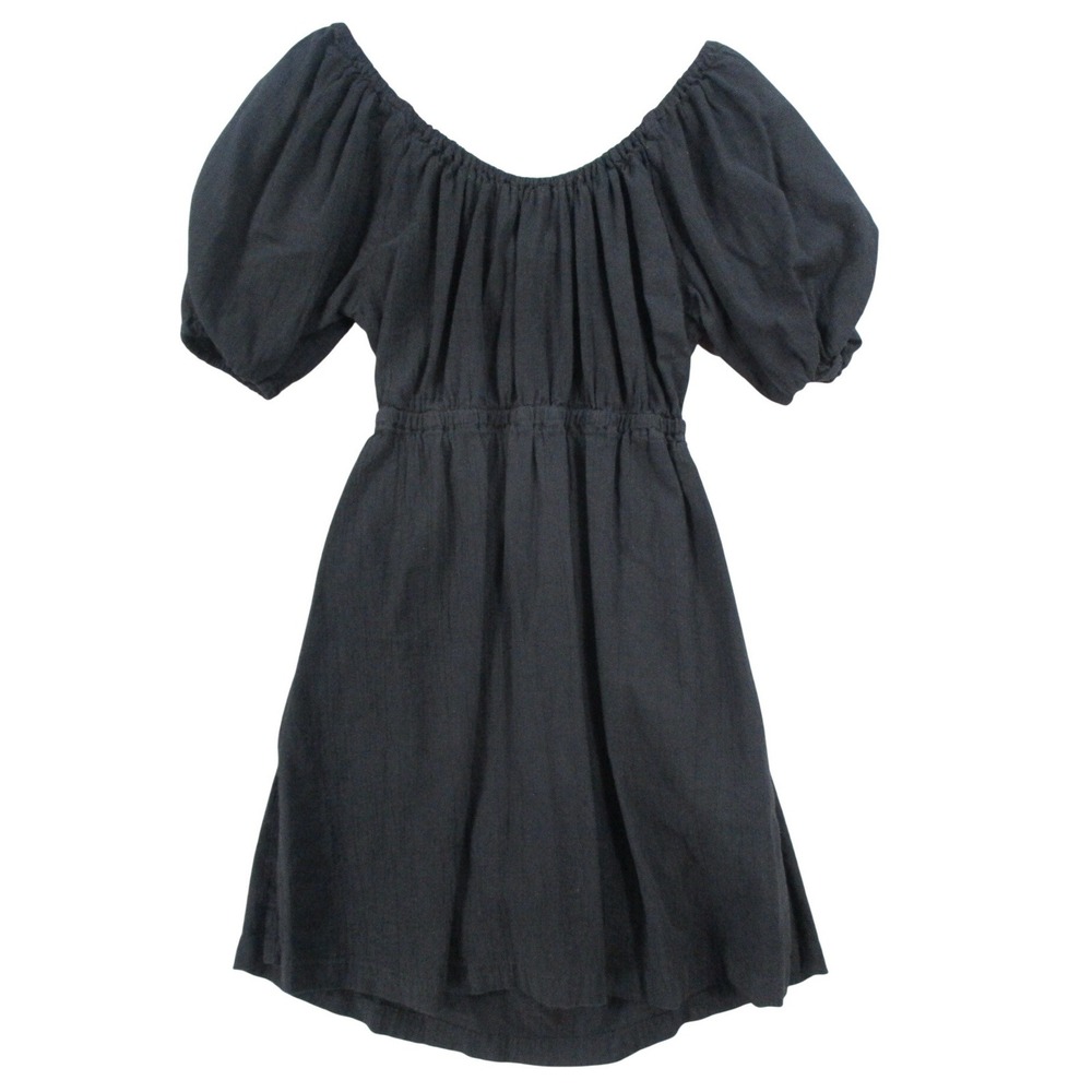 Old Navy Black‎ Puff Sleeve Cutout Back Mini Dress Medium Petite MP Textured